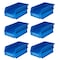 Triton Products Stacking Hanging Interlocking Bins, Polypropylene, Blue, 7-3/8" L x 4-1/8" W x 3" H, 6 CT 3-220B-6 - alternate 1